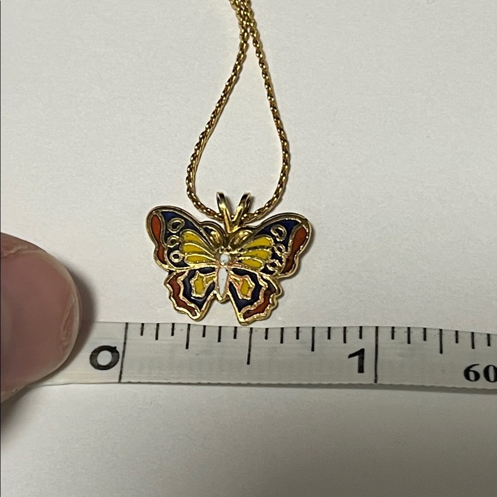 Gold Butterfly Pendant Necklace - Picture 9 of 10